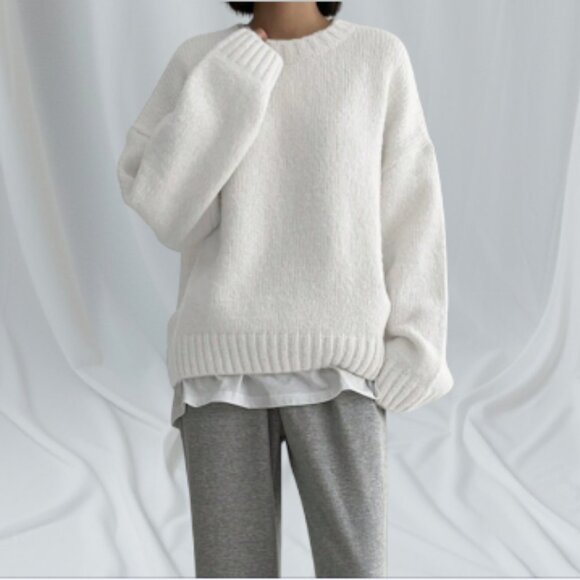 Dazy Women’s White Oversized Knit Sweater Pullover Size XL - Picture 1 of 6